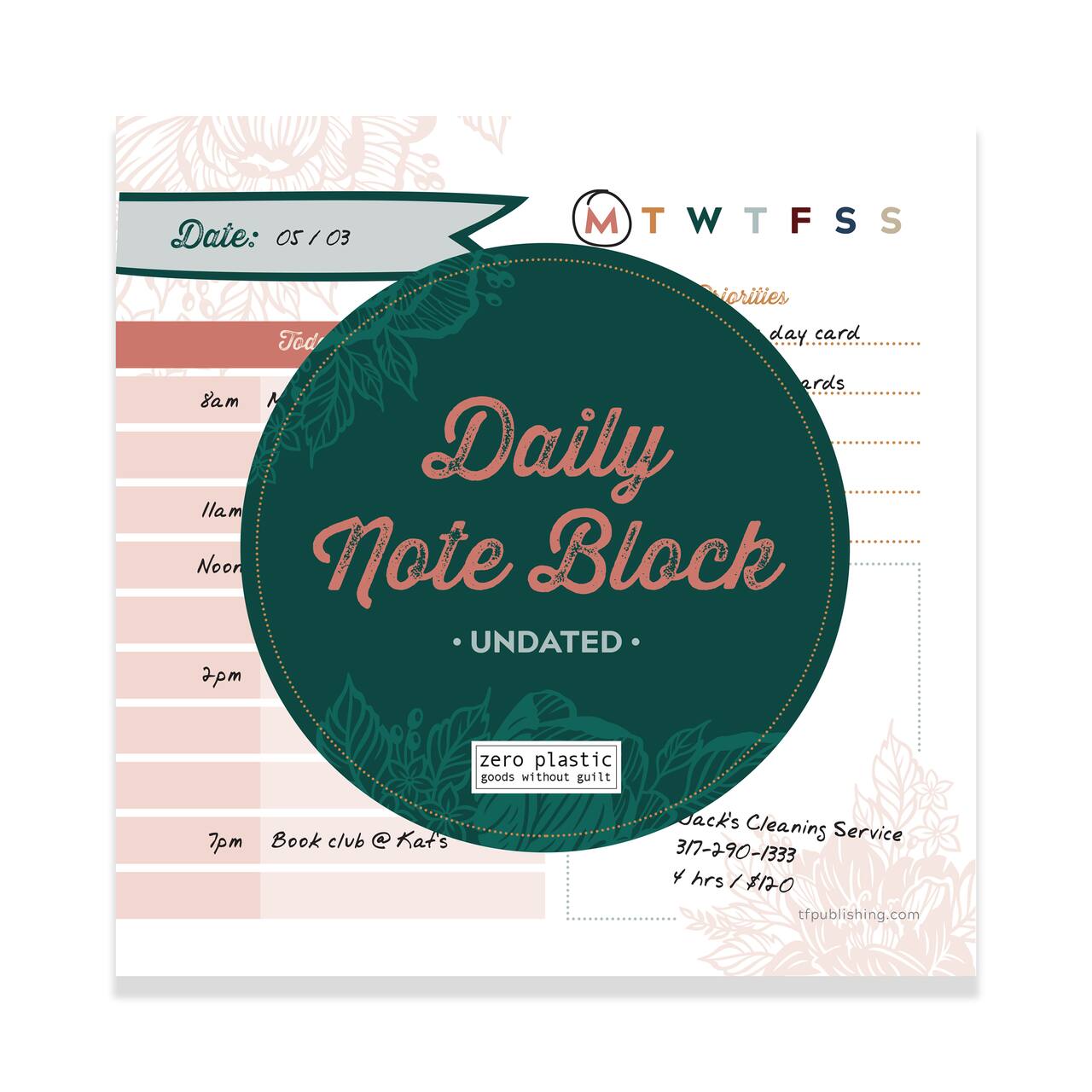 TF Publishing Undated Boho Daily Note Block Desktop